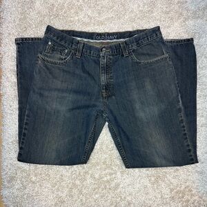 Preowned Old Navy straight leg dark wash blue jeans with
36W and 32L No returns
